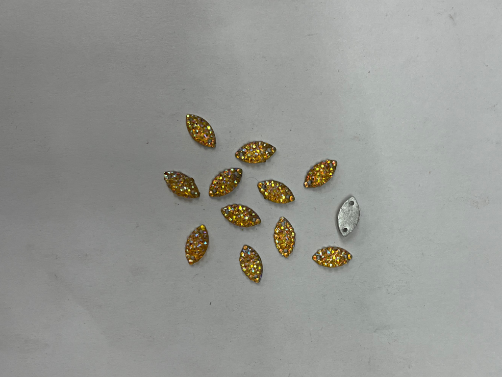 Dark Golden Eye Flat Back 2 Hole Plastic Stones