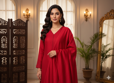 Bright Red Plain Malai Satin Fabric