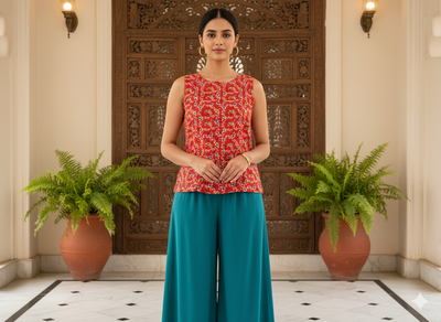 Blood Red Leaf Digitally Printed Butter Crepe Fabric