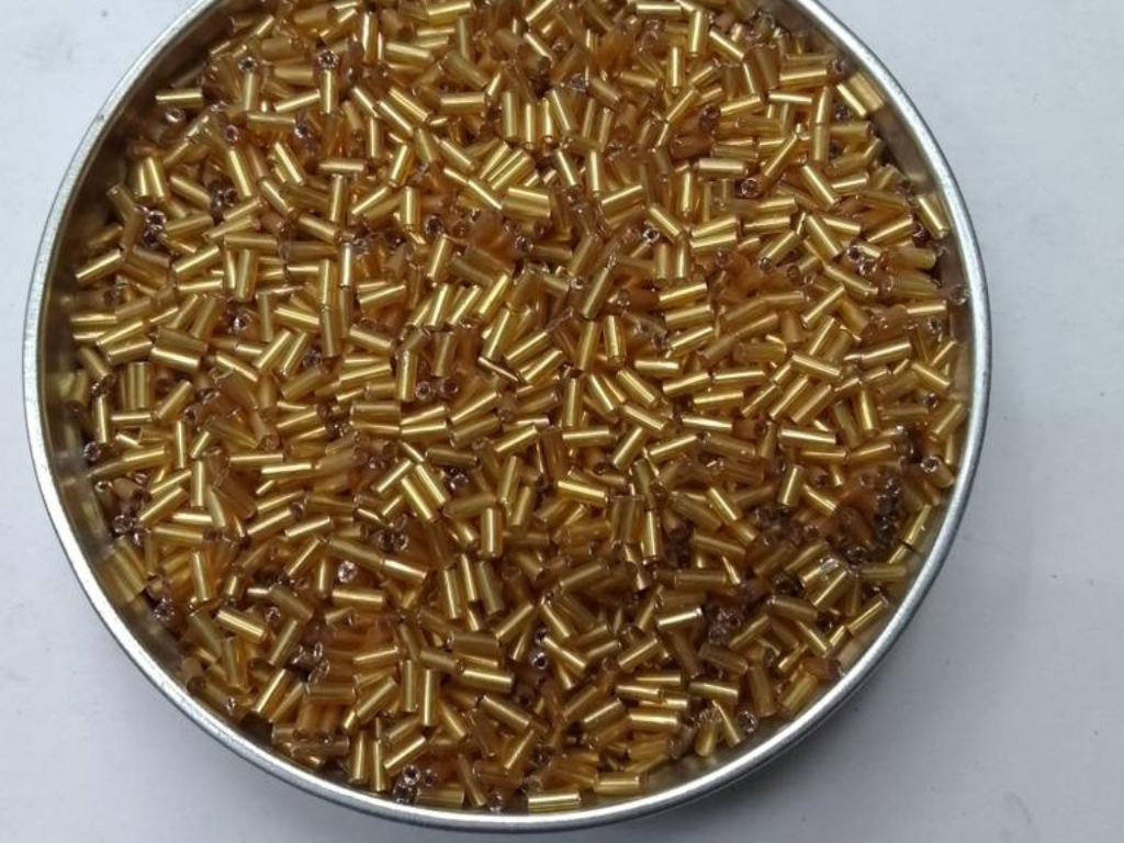 Golden Silverline Pipe Glass Seed Beads- 4.5 mm