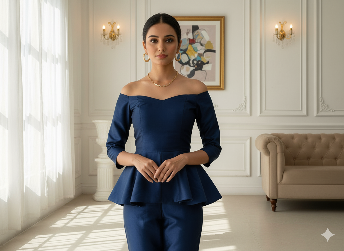 नीला सादा शुद्ध विस्कोस गाजी सिल्क कपड़ा