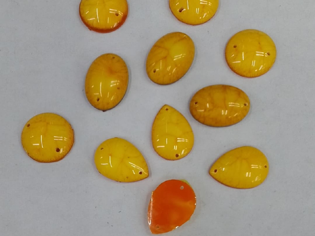 Mustard Yellow Mix Shape 2 Hole Plastic Stones