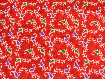 Blood Red Leaf Digitally Printed Butter Crepe Fabric
