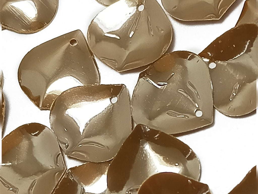 Mud Brown Color Pan Leaf Shaped Two Hole Plastic Sequins