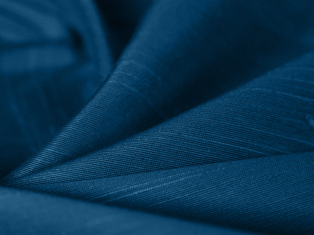 Peacock Blue Plain Bangalore Raw Silk Fabric  (Wholesale)