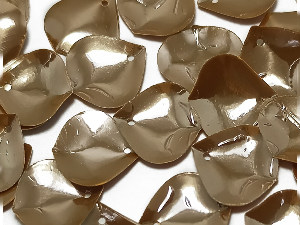 Mud Brown Color Pan Leaf Shaped Two Hole Plastic Sequins