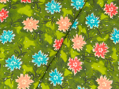 Grass Green Floral Digitally Printed Butter Crepe Fabric