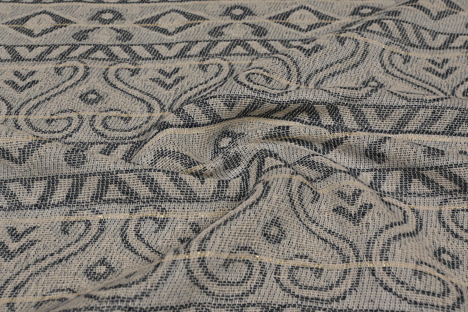 Multicolor Traditional Cotton Lurex Jacquard Fabric