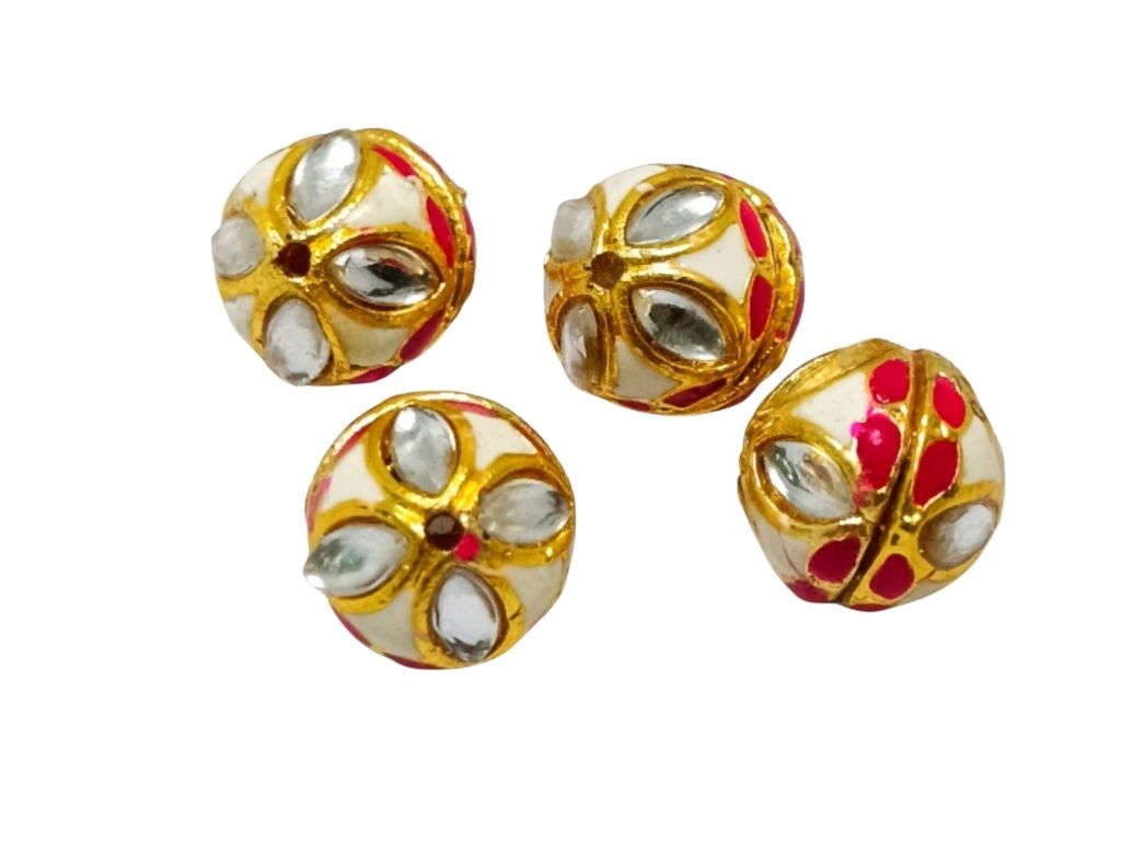 White Spherical Kundan Work Beads