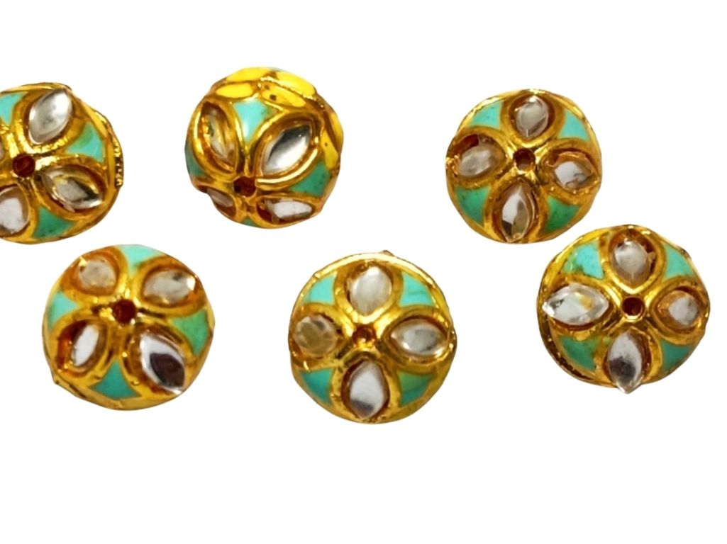 Teal Green Spherical Kundan Work Beads