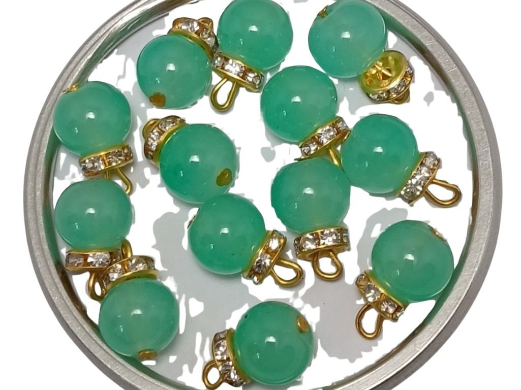 Teal Green Spherical Loreal Beads