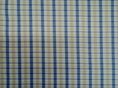 Blue Khaki Cotton Plaid Check Fabric