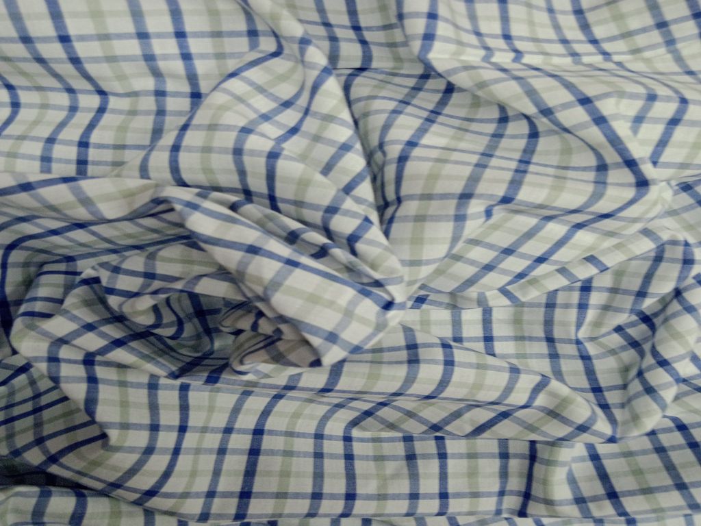 Blue & Gray Cotton Plaid Check Fabric