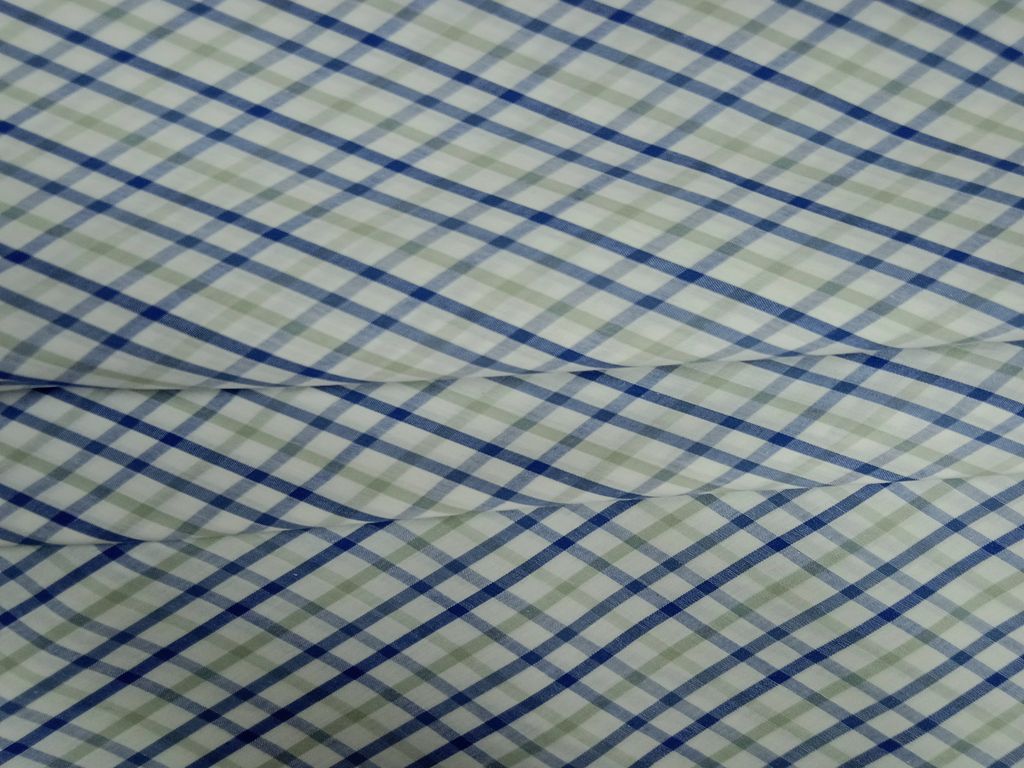 Blue & Gray Cotton Plaid Check Fabric