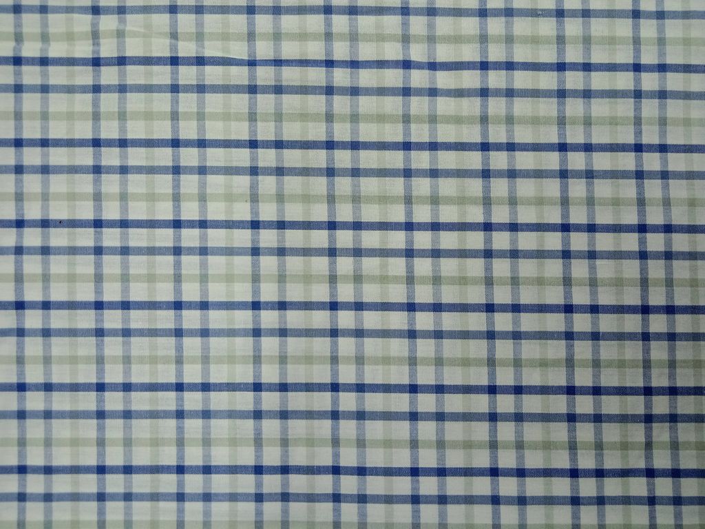 Blue & Gray Cotton Plaid Check Fabric