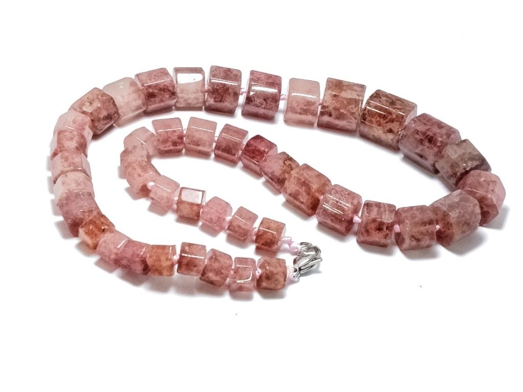 Peach Haxagon Multiple Sized Natural Stone Beads