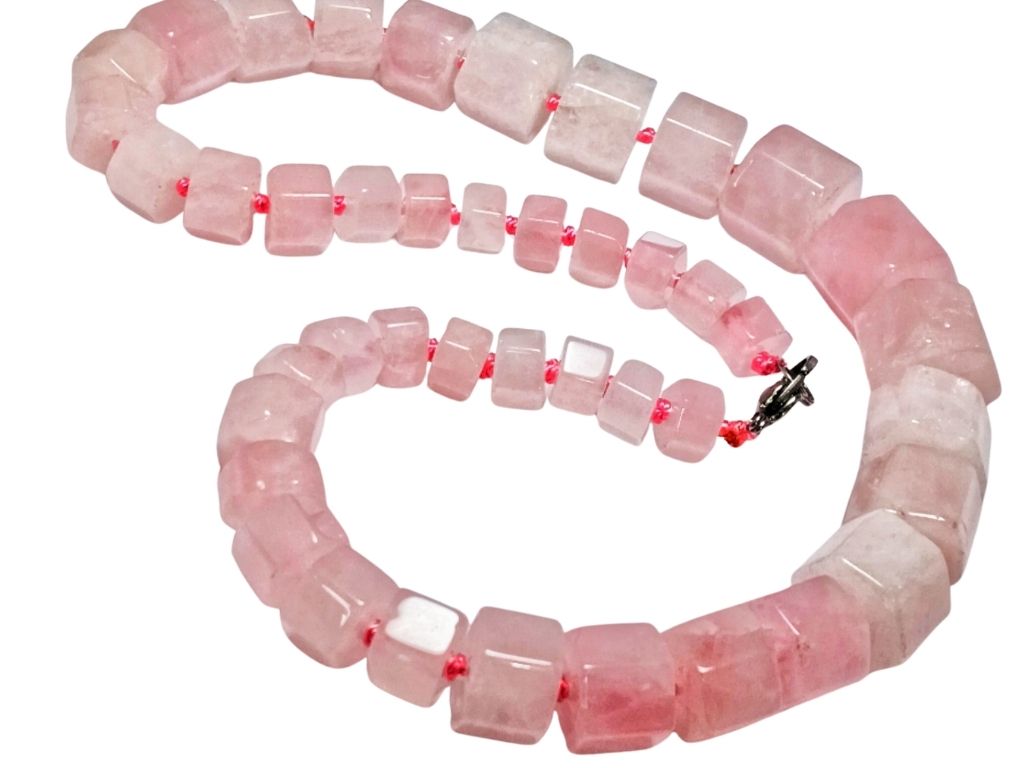 Pink Haxagon Multiple Sized Natural Stone Beads