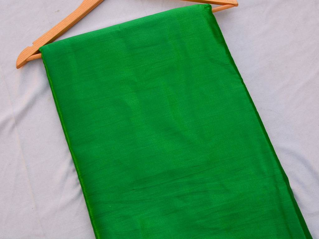 Bright Green Plain Pure Viscose Gaji Silk Fabric (Wholesale)