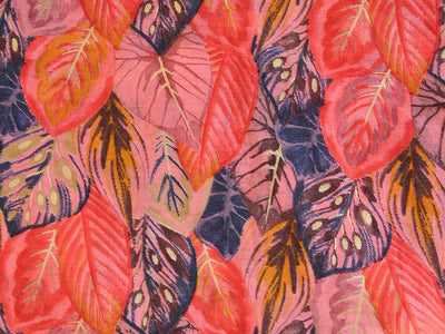 बहुरंगी पुष्प पत्तियों डिजाइन प्रीमियम मॉडल चंदेरी रेशम कपड़ा