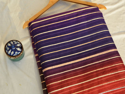 Multicolor Foil Stripes Viscose Organza Fabric