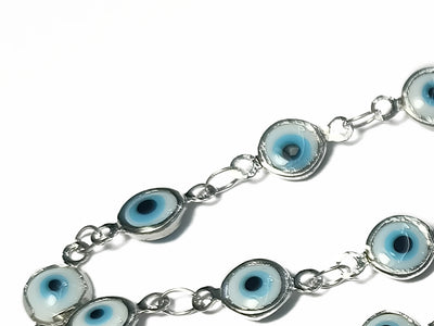 White & Blue Evil Eye Glass Beads Chain