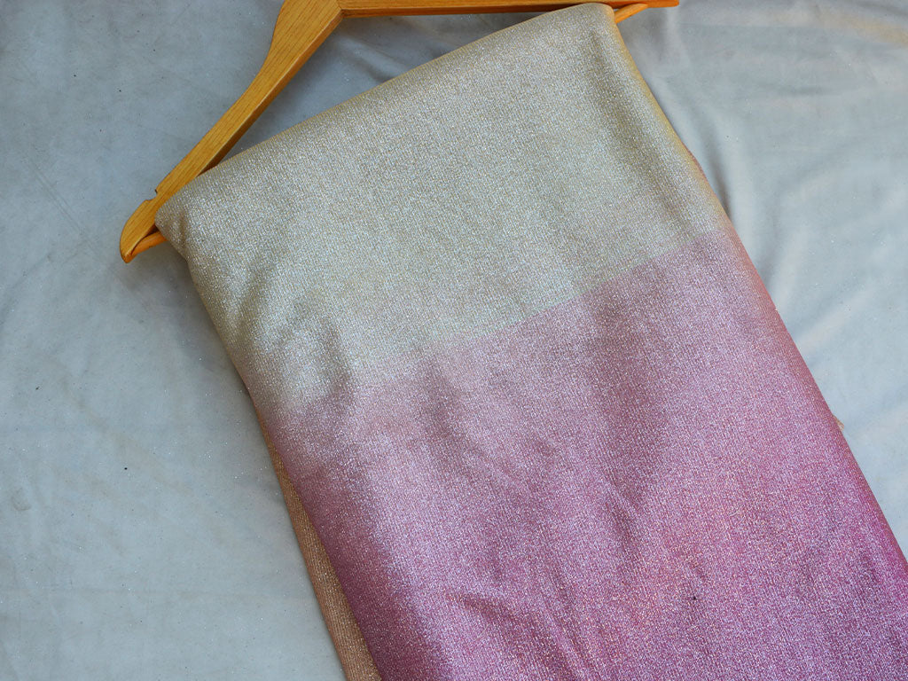 Pink & Golden Dual Shade Plain Shimmer Bonding Fabric