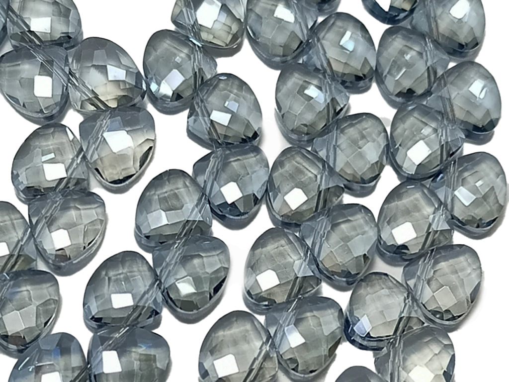 Gray Triangular Shaped Top Hole Crystal Beads