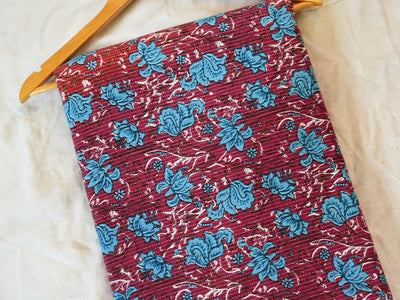 Red Floral Pure Cotton Kantha Fabric