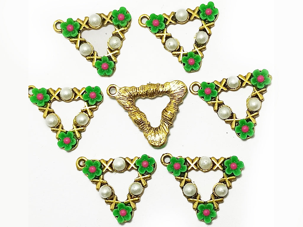 Multicolor Triangular Plastic & Metal Charms