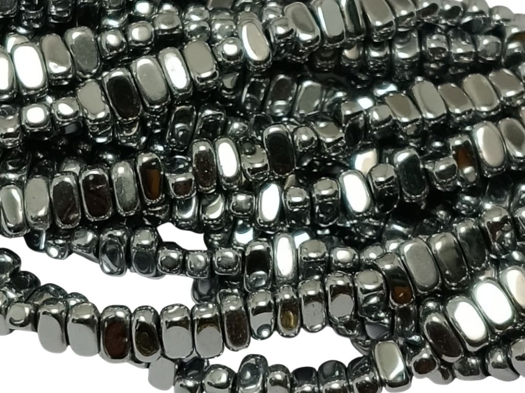 Metallic Silver Oblong Haemetite Metal Beads