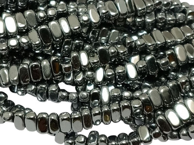 Metallic Silver Oblong Haemetite Metal Beads