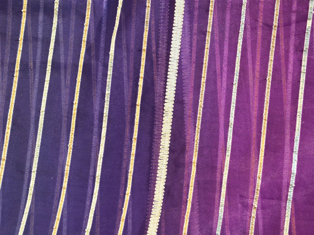 Multicolor Foil Stripes Viscose Organza Fabric