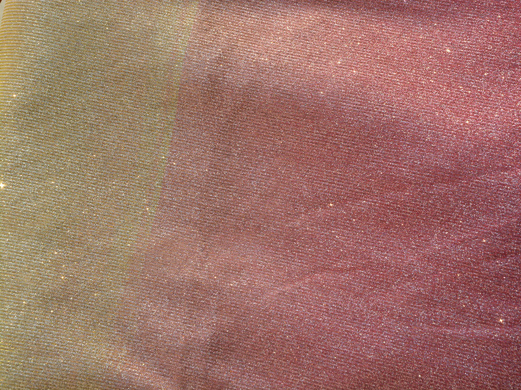 Pink & Golden Dual Shade Plain Shimmer Bonding Fabric