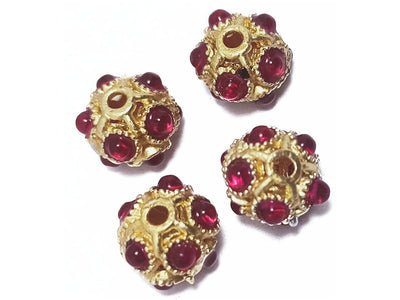 Magenta & Golden Metal Spacer Beads