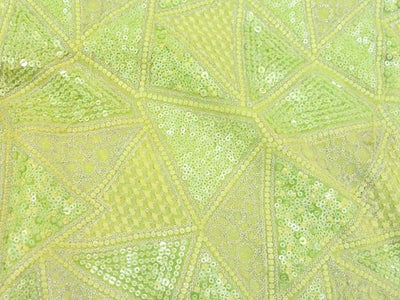 Pista Green Natural Crepe With Zari Embroidered Fabric
