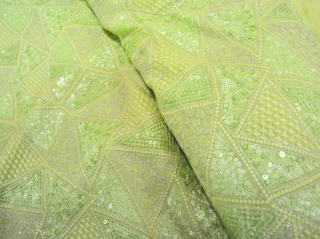 Pista Green Natural Crepe With Zari Embroidered Fabric