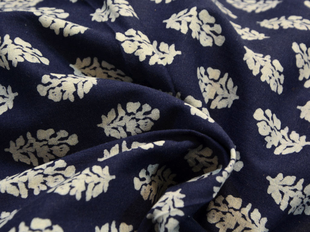 Indigo Floral Pure Cotton Fabric