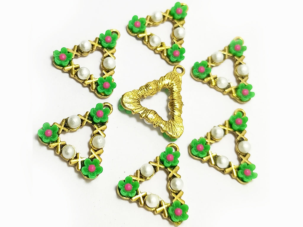 Multicolor Triangular Plastic & Metal Charms