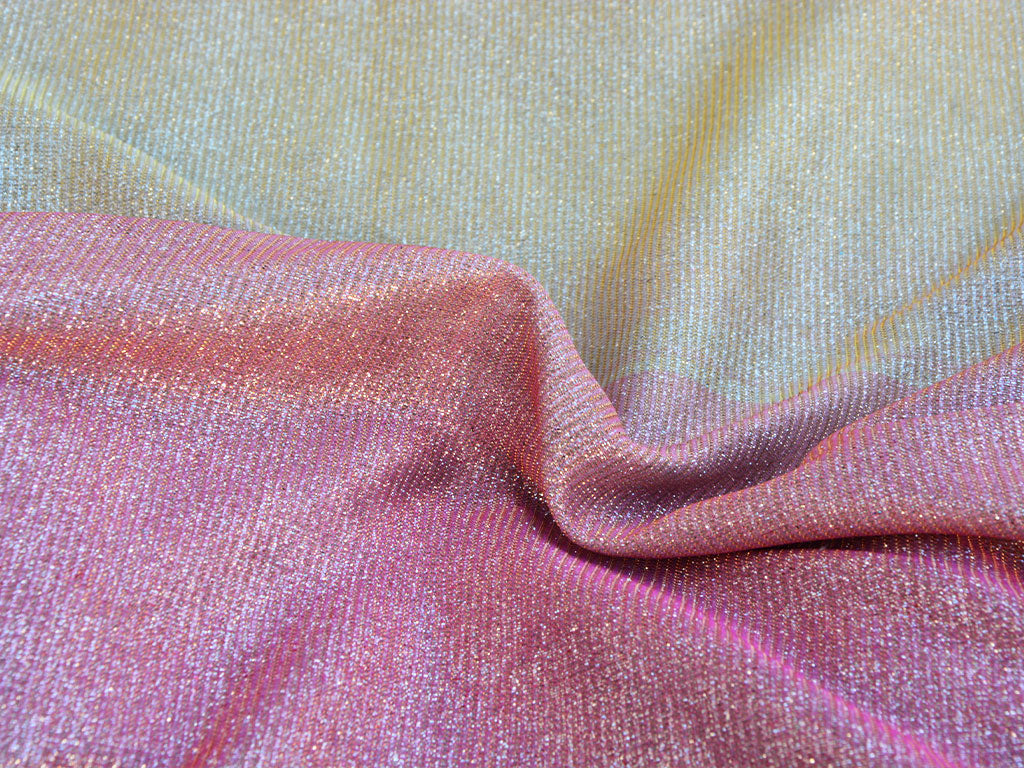 Pink & Golden Dual Shade Plain Shimmer Bonding Fabric