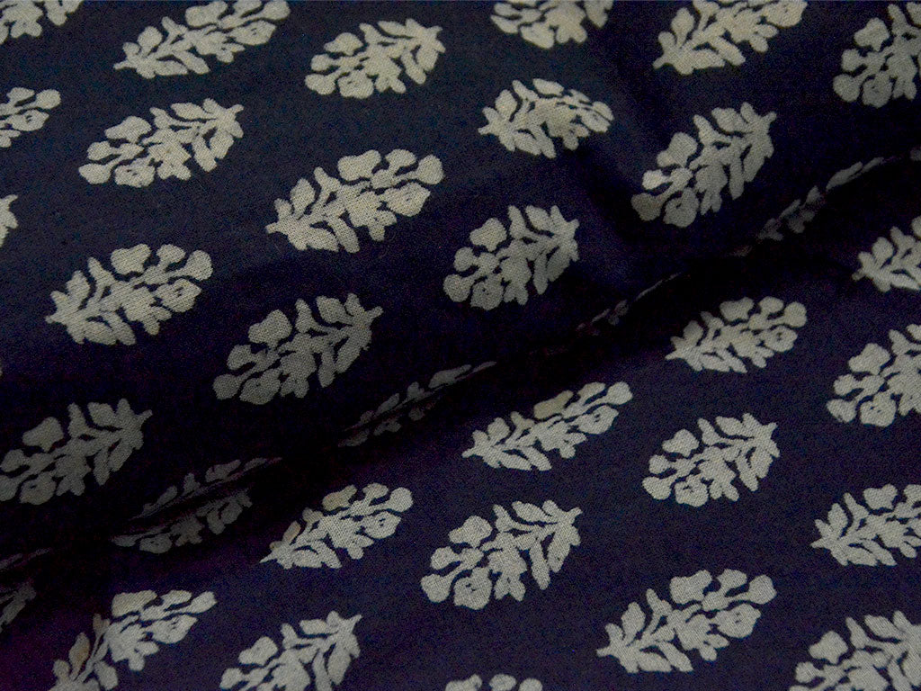 Indigo Floral Pure Cotton Fabric