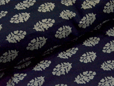 Indigo Floral Pure Cotton Fabric