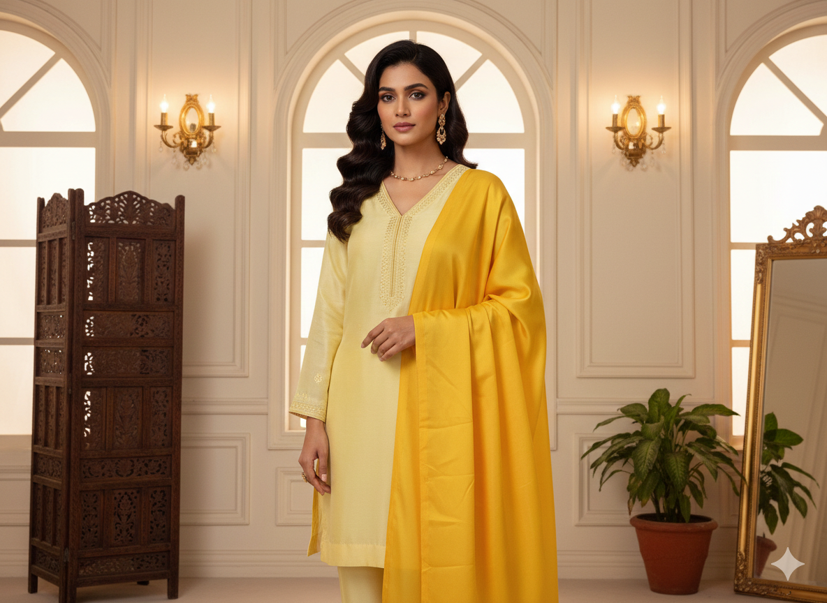 Bright Yellow Plain Malai Satin Fabric  (Wholesale)