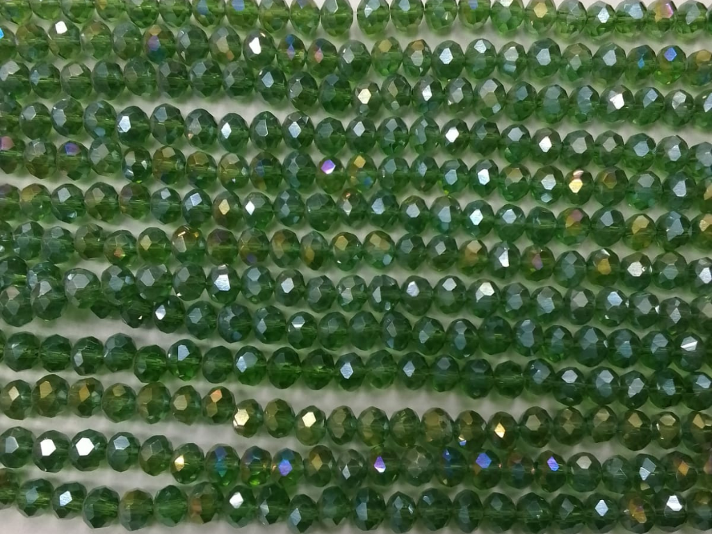 Dark Green Tyre Crystal Glass Beads