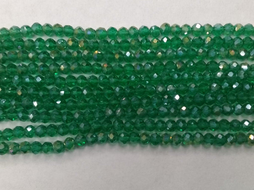 Deep Green Tyre Crystal Glass Beads