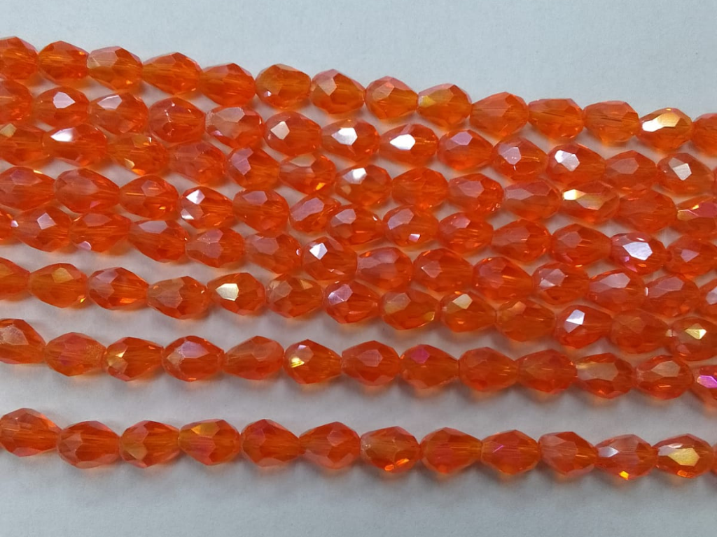 Dark Orange Drop Crystal Glass Beads (Wholesale)