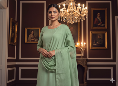 Sea Green Plain 100% Pure Mul Mul Cotton