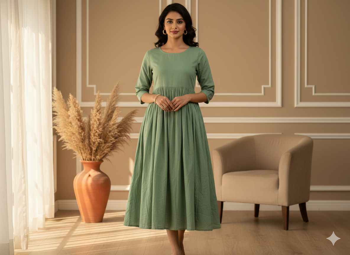 Sea Green Plain 100% Pure Mul Mul Cotton