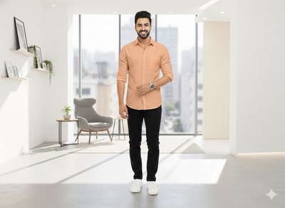 हल्का पीच सादा कॉटन लिनन कपड़ा