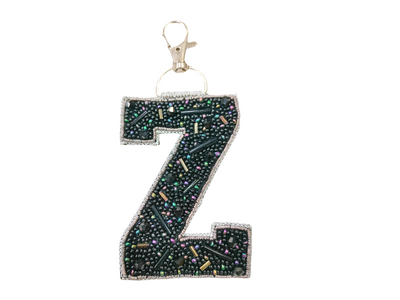 Black Cutdana 'Z' Alphabet Bag Charm