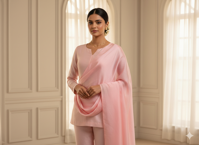 Pastel Baby Pink Plain Malai Satin Fabric